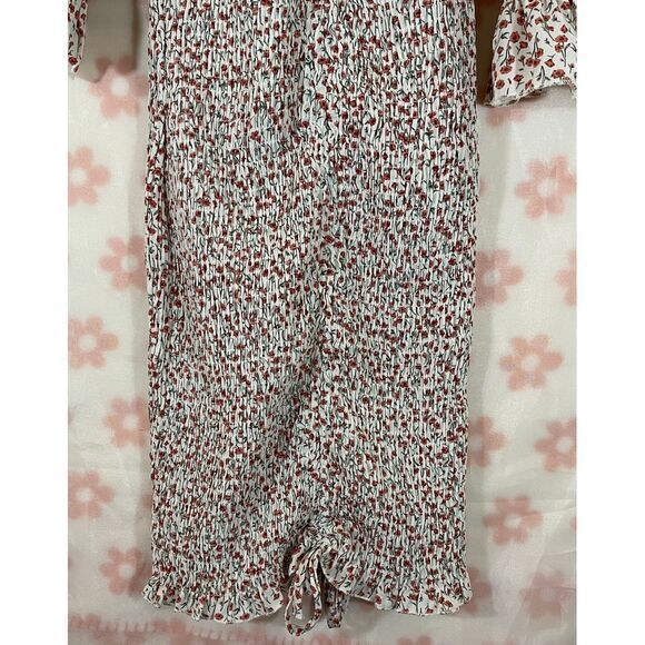 Blush J‎ Floral Smocked Bodycon Dress Puff Sleeves Romantic Spring Summer - Picture 3 of 5